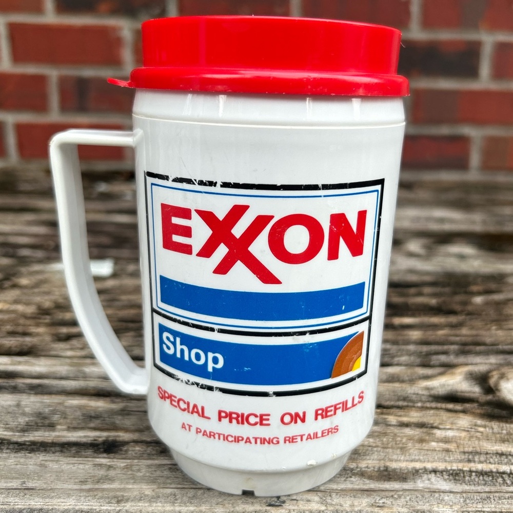 Vintage Exxon Tiger Super Thirst Tamer Travel Mug Advertising Merchandise B8
